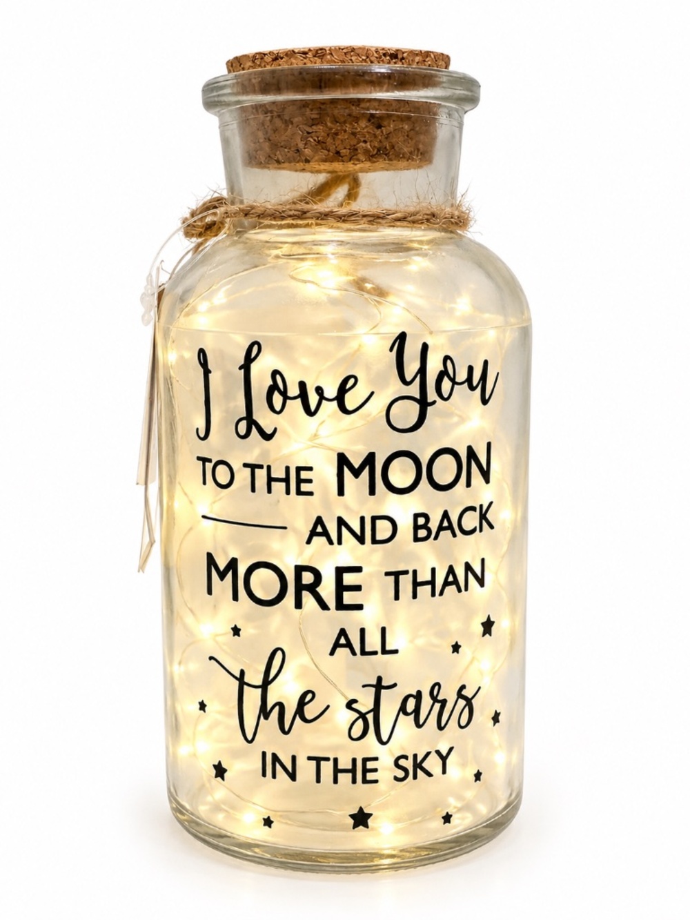 Light Up Twinkle Jar Fairy Lights Moon Stars Memory Jar NWT